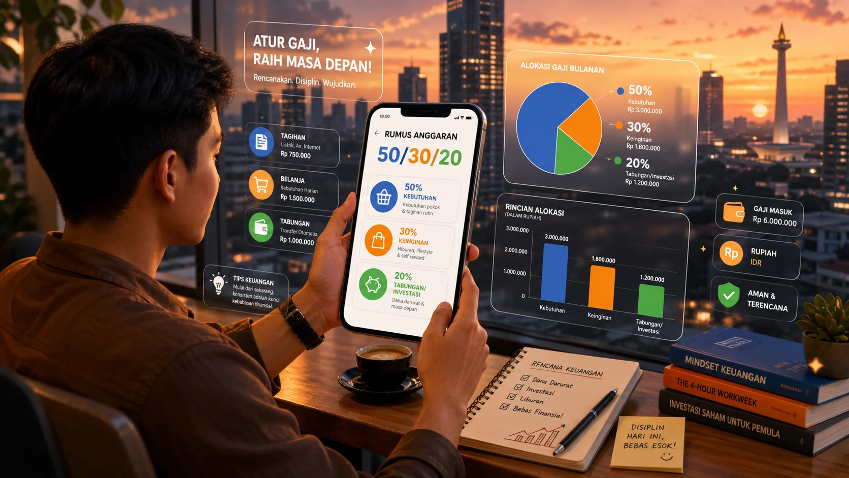 Ilustrasi budgeting 50 30 20