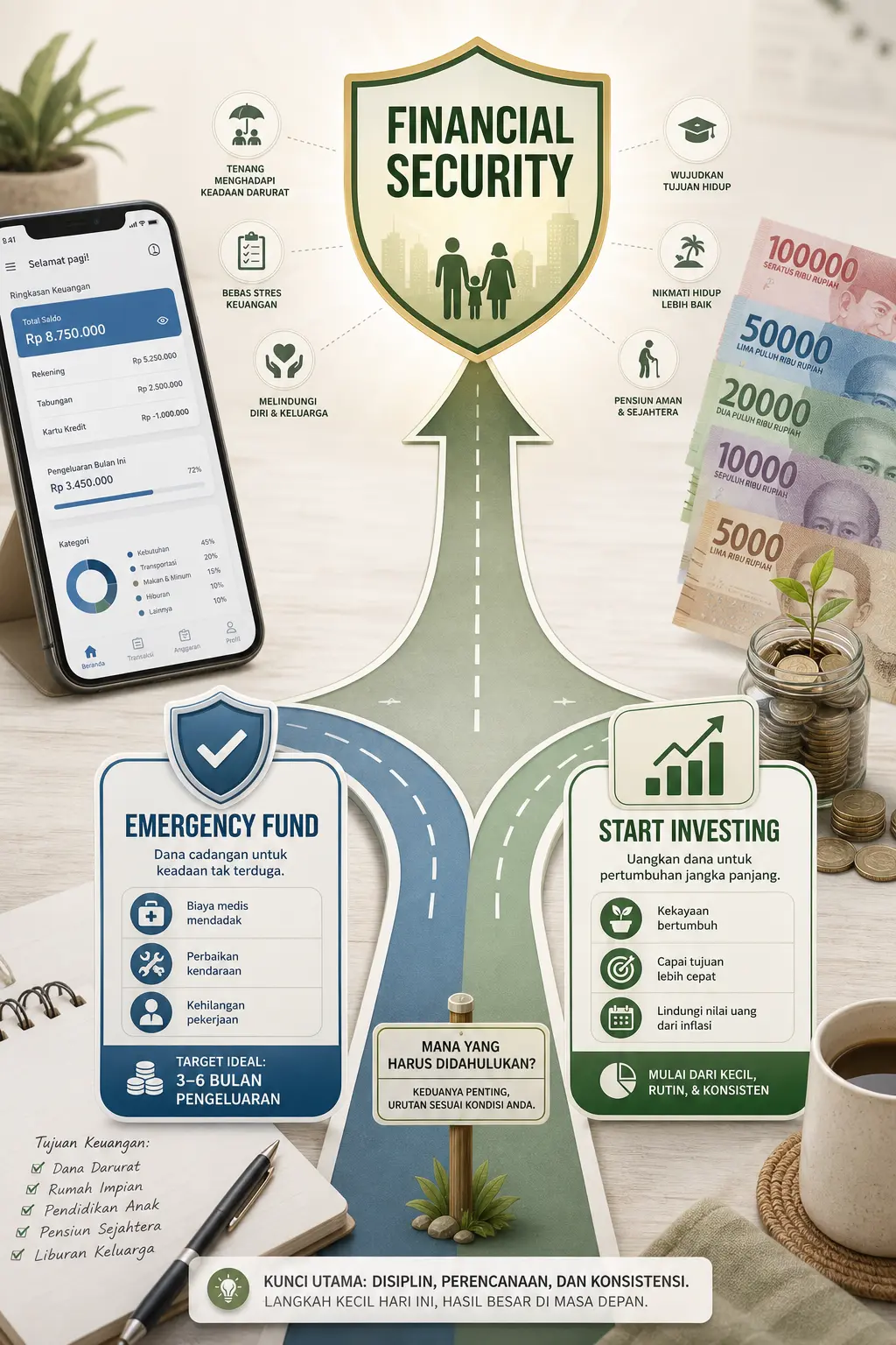 Ilustrasi urutan dana darurat dan investasi