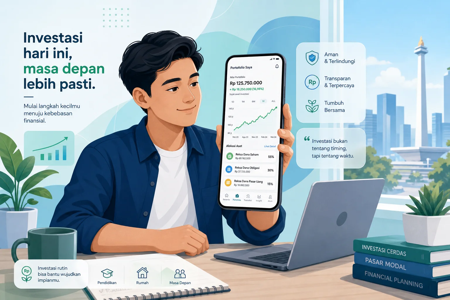 Ilustrasi investasi untuk pemula 2026